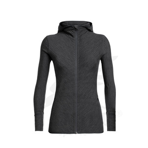 Hot Selling Women's Long Sleeve Gym Fleece Pullover Thick Hooded Winter Sport Breathable Polyester/Cotton 240g Solid Color - Product Image 2