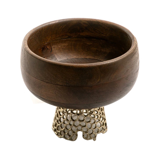 Royal Look Home Grand bol rond à fruits et salade en bois d'acacia en résine de bambou avec bol en bois en résine du milieu du siècle - Product Image 6