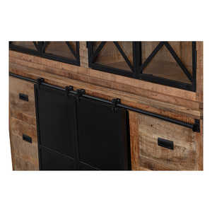 Mangohouten Milan 200 cm buffetkast Met antieke deurtjes Houten meubelstuk - Product Image 3