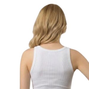 Camisola Casual de Mujer, Tejida sin Costuras, con Rayas Acordonadas, Cuello Redondo, Sin Mangas, 100% Algodón, Ecológica y Transpirable - Product Image 4