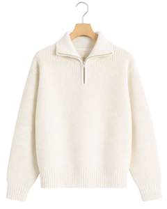 Suéter de Punto Personalizado para Hombre, Cuello Alto, Textura Acanalada Blanca, Cálido para Invierno, Informal, OEM Personalizado - Product Image 1