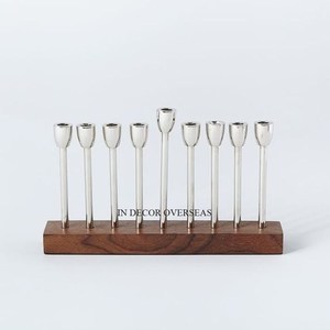 Prime Quality Wooden Base For Silver Color Finishing Shiny Polished Metal Made Wedding Table Centerpiece Candle Holder Supplies - Product Image 1