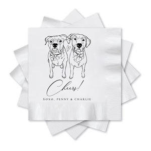 ผ้าเช็ดปากค็อกเทลตามสั่งมีภาพประกอบสำหรับงานแต่งงานบาร์สำหรับสุนัขจัดงานแต่งงาน - Product Image 1