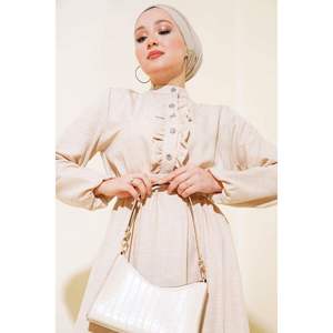 ชุดผ้าลินินด้านหน้ามีระบายสีเบจ - Product Image 2