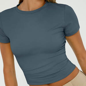 Top corto para mujer, camisa recortada lisa, camisetas de gran tamaño de calidad superior, superventas, camisetas sostenibles para mujer, Top corto - Product Image 6