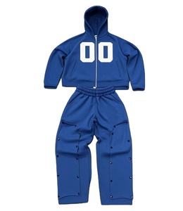 ชุดวอร์มกางเกงสเวตเตอร์และมีฮู้ดสำหรับผู้ชายทรงหลวมโอเวอร์ไซส์ซักด้วยกรดซักได้ตามต้องการชุดวอร์มสตรีทแวร์ - Product Image 1