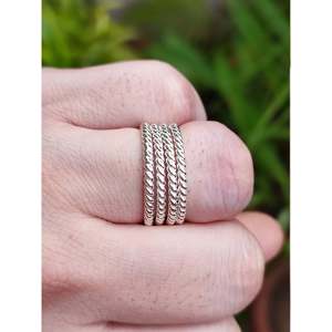 925 Sterling Silver Dainty <b>Midi</b> <b>Rings</b> Twisted Wire Stackable Silver Bands Platinum Main Material Toe Knuckle Stacking Jewelry - Product Image 1