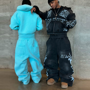 Survêtement tricoté personnalisé pour hommes sweat à capuche respirant deux pièces ensemble de sport fournisseur OEM tenue de jogging décontractée - Product Image 3