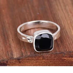 925แหวนพลอยโอนิกซ์สีดำเงินสเตอร์ลิงออกแบบได้เป็นมิตรกับสิ่งแวดล้อมโบฮีเมียของขวัญแต่งงาน - Product Image 3
