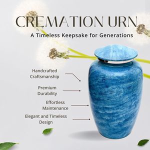 Urne funéraire en marbre bleu ciel pour cendres adultes Urne funéraire commémorative artisanale pour hommage aux cendres - Product Image 6