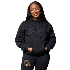 All Black 1922 Glitter Print Hoodie Unisex Fleece Pullover Sorority Fashion Apparel for Winter and Casual Outfits - Product Image 1