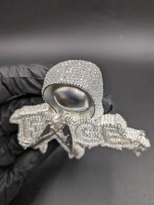 Pendentif Breloque Hip Hop en Argent 925 Plaqué Or avec Moissanite, Motif Crâne Grim Reaper Iced Out, Idéal Cadeau de Fête - Product Image 4