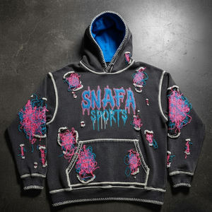 Vêtements décontractés, sweat-shirt délavé, streetwear, sweat-shirt brodé délavé, sweat-shirt oversize délavé à l'acide pour hommes - Product Image 1