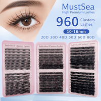 Cils en grappe individuels 20D-80D grande capacité, faux cils en vison 960 pièces, cils épais 0,07 mm, faux cils bouclés en D