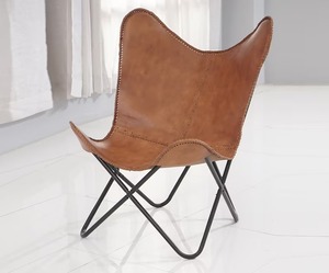 Silla de mariposa de cuero rústico envejecido moderna hecha a mano para el hogar, oficina, Hotel, Sillón relajante suave, fácil sala de estar interior - Product Image 3