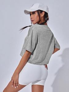 T-shirt d'été en coton personnalisé pour femmes T-shirt décontracté de couleur unie de haute qualité - Product Image 2