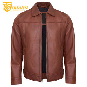 Meilleure qualité de blouson aviateur en cuir pour hommes col montant coupe-vent imperméable respirant classique College Style Tessuto - Product Image 2