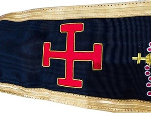 Écharpe maçonnique du Rite Écossais de 32e degré, brodée à la main, à revers rabattus, droite à gauche, États-Unis - Product Image 5