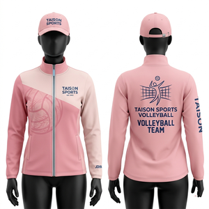 เสื้อแจ็คเก็ตฝึกซ้อมวอลเลย์บอลหญิง พรีเมียม ผ้าโพลีเอสเตอร์ผสมสแปนเด็กซ์ 220 GSM สีเขียวนีออน ดีไซน์แผงสีกรมท่า พร้อมโลโก้แบบซับลิเมชั่นตามสั่ง - Product Image 4