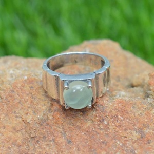 แหวนเงิน prehnite 925หรูหราเครื่องประดับอัญมณีสีเขียวโบฮีเมียนเป็นมิตรกับสิ่งแวดล้อมรูปทรงคริสเตียนของขวัญทางศาสนาผู้หญิง - Product Image 3