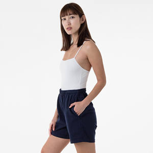 Fitness Wear taille haute couleur unie ceinture élastique femmes coton Gym décontracté facile Sweat Shorts - Product Image 2