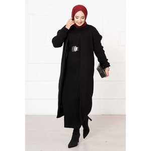 Women's Two-Piece Hair Braided Black Sweater <b>Set</b> - Product Image 4