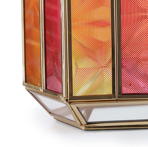 Customized Hot Selling Metal <b>Tea</b> <b>Light</b> Hanging Lanterns Candle Holder Gold with Designer Glass for Ramadan Eid Decorations - Product Image 5