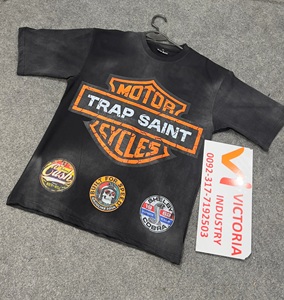 Custom Logo Summer Set Oversized Hip Hop Vintage T-Shirt and <b>Shorts</b> Heavyweight Cotton DTG Printed Tshirts - Product Image 3