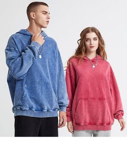 Sweat à capuche en molleton de coton, sweat à capuche surdimensionné et épais, sweat-shirts unisexes en polaire épais délavés à l'acide, streetwear vintage - Product Image 2
