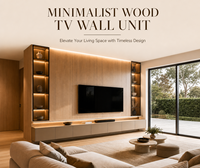 Meuble TV mural moderne KEJIA en bois grainé avec éclairage LED, console multimédia minimaliste murale