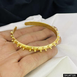 Gold plated Handmade Designer Dotted Cuff Bangle Beads <b>Bracelet</b> Gold Plated Women modern look brass bangle for sale - Product Image 3