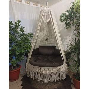 Silla Colgante de Macramé Bohemia Hecha a Mano, Hamaca de Relajación para Interiores y Exteriores, Decoración para el Hogar, Jardín, Patio y Sala de Estar - Product Image 1