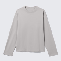 T-shirt Homme Oversize à Épaules Tombantes, Manches Longues, 100% Coton, Personnalisable avec Logo, Vente en Gros, Style Streetwear