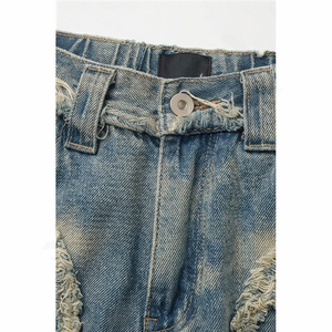 Jeans droits amples imprimés pour hommes, style streetwear, vente en gros, fabricants, usine, pantalons décontractés à jambes larges personnalisés, en vrac - Product Image 4