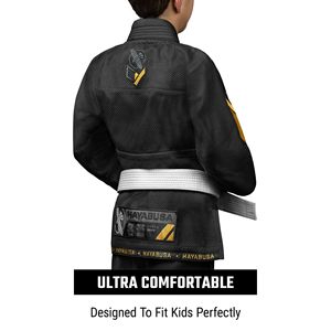 Kimono de Jiu-Jitsu Brésilien pour enfants, 300 g/m², tissage perlé, coton pré-rétréci, logo personnalisé, costume d'arts martiaux avec ceinture - Product Image 4