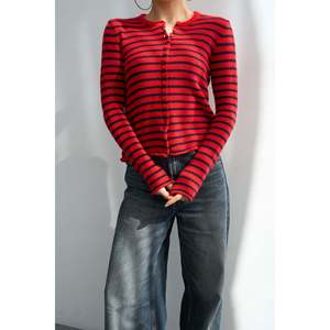 Red-<b>Navy</b> Thin Striped <b>Cardigan</b> - Product Image 2