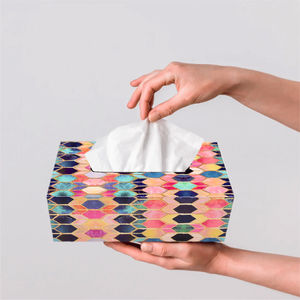 Pretend Wooden MDF <b>Tissue</b> Paper <b>Holder</b> <b>Box</b> Gold Printed with Glossy Finish for Home or Office - Product Image 4