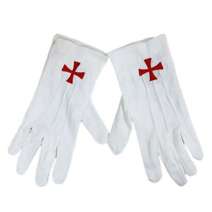 Guantes de Algodón Blancos de Moda para Fabricantes, Insignia Masónica con Logotipo Bordado, Aplicable para Verano e Invierno, Suministrado por Pakistán - Product Image 1