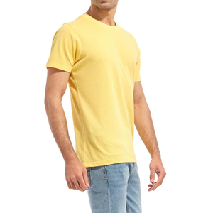 Couleur jaune coton uni teint hommes t-shirts haute qualité logo personnalisé 220gsm hommes t-shirt Offre Spéciale style décontracté hommes t-shirts - Product Image 2