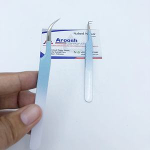 Pince à épiler d'extension de cils en acier inoxydable de haute qualité avec prise en diamant 90 degrés courbe en J double ton durable pointu - Product Image 2