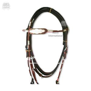 Modèle personnalisé de serre-tête Western en cuir pur avec nouage en cuir brut Bride de cheval faite à la main - Product Image 6