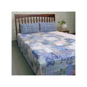 New Products Indian Hand Block Printed Cotton Patchwork Twin Size Kantha Quilt For Sale For Bulk Supply