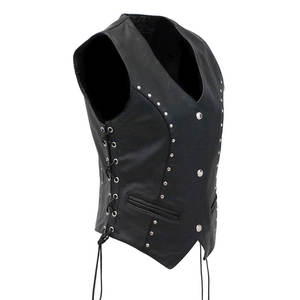 Gilet en cuir de motard pour femmes fabriqué en usine, OEM Service, gilet en cuir de motard pour femmes à bas prix vente chaude - Product Image 3