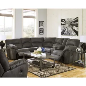 XIHAO Manual Reclining Sectional Living Room Furniture Faux Vintage Leather Sectional Sofa Set Recliner