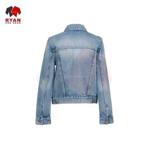 Veste en jean pour femmes, OEM ODM, logo personnalisé, veste en jean bleu en coton de qualité supérieure, fournisseur en gros - Product Image 2
