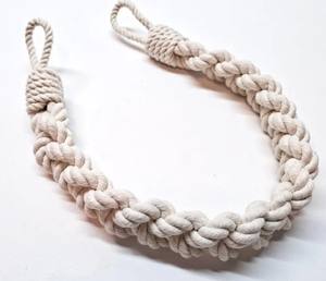 Attache de rideau en corde de coton blanche : Décoration nautique tressée - Product Image 1