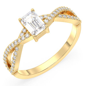 Bague en moissanite de luxe REYES, taille émeraude, 0,72 carat, en argent sterling 925 plaqué rhodium, bijoux fins exquis - Product Image 2
