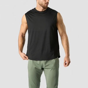 Prix de gros, logo personnalisé, débardeurs sans manches en polyester pour hommes, coupe ajustée, vêtements de sport, vêtements d'entraînement, vêtements de fitness pour hommes - Product Image 2