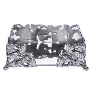 ที่ใส่ผ้าเช็ดปากลายผีเสื้อเคลือบเงาทำจากอลูมิเนียมอุปกรณ์เครื่องครัวสำหรับบ้านและโรงแรม - Product Image 1
