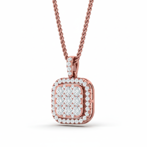 Pendentif halo en or 14 carats et diamants, coupe coussin, pour femmes |   Diamant taille brillant 0,72 carats total - Product Image 3